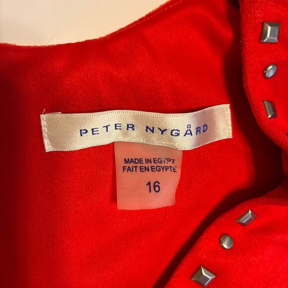 Peter Nygard Red Faux Suede Edge Lined Sheath Dress Studded US 16 Glam - Picture 8 of 10